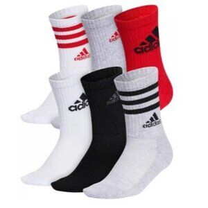 Adidas Youth Cushioned Mixed Crew Socks - 6 Pack shoe size: 5Y-7Y